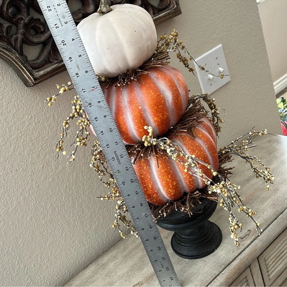 Fall Harvest Autumn Rustic Farmhouse Stacked Pumpkin Topiary